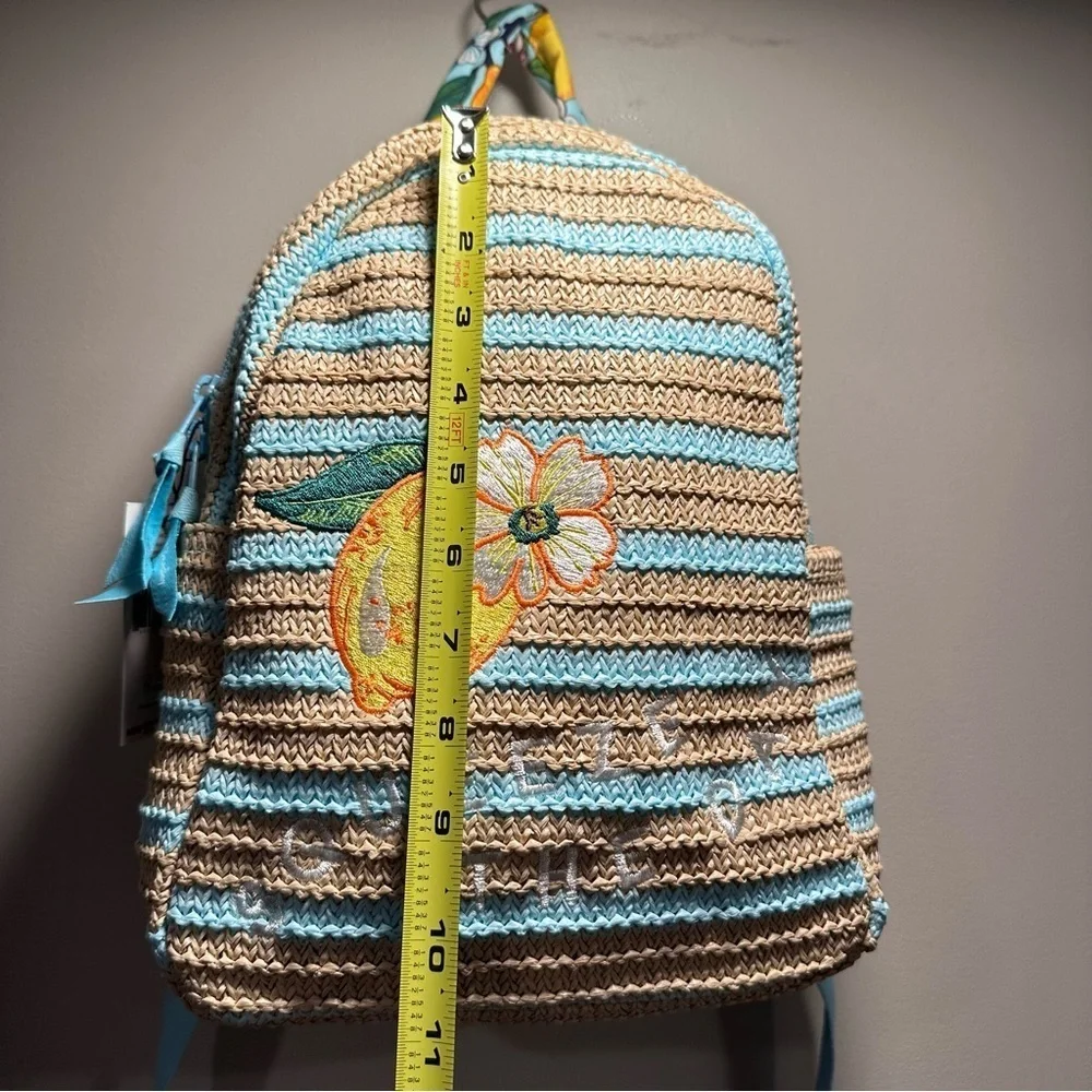 Vera Bradley Small Straw Compact Backpack in Lemon Grove “Squeeze The Day” NWT